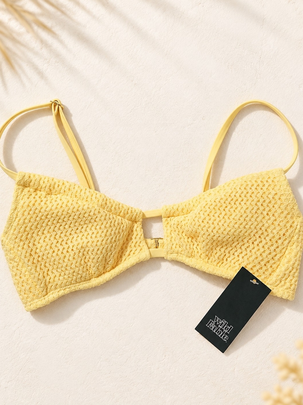 NWT Wild Fable Yellow Crochet Bralette Bikini Top M